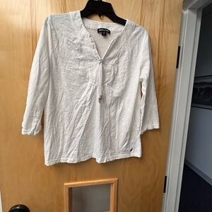 Nautica Jeans White V-Neck Top small